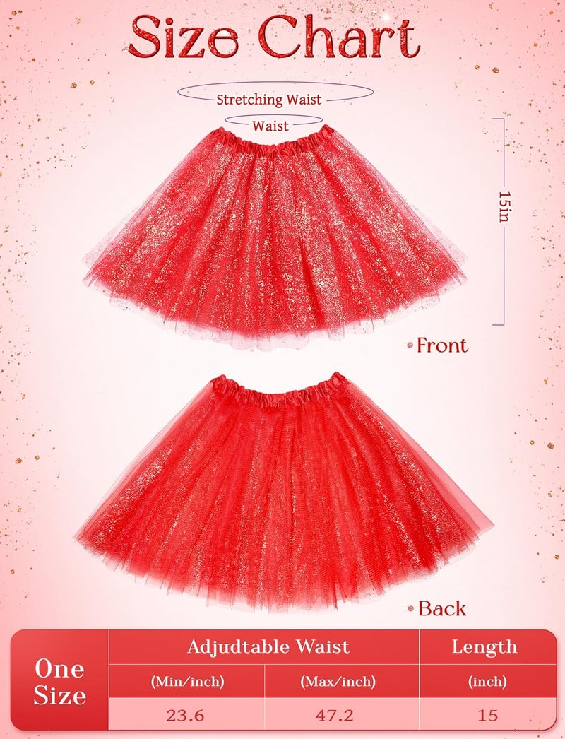 VEKDA 3 Layers Tutus for Women Adult, Classic Elastic Tulle Tutu Skirts Gold Silver Foil Printed Tutu for Party Running - Image 2